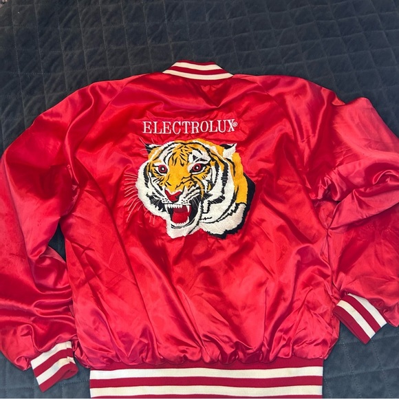 Vintage 80s Satin Bomber Jacket | Tiger Electrolux M - Picture 5 of 10